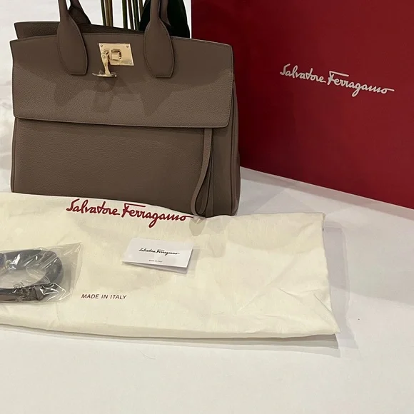 ⭐️NWT! Salvatore Ferragamo -The Studio Bag- Med/Org. Price $3,250 + tax - Picture 2 of 16